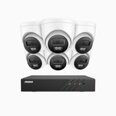 H500P - Zestaw do Monitoringu PoE 6 Kamery 3K z 8-Kanałowy Rejestratorem NVR, Noktowizja Pelny Kolor & EXIR, rozdzielczość 3072*1728, przysłona f/1.6 (0.005 Lux), detekcja ludzi i pojazdów, wbudowany mikrofon, IP67